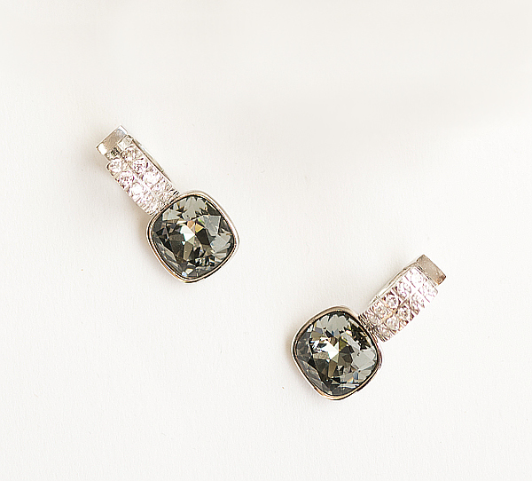 Basis-Creole Dita - in silber und gefaßte Zirkonia mit Swarovski-Kristall Einhängerpaar