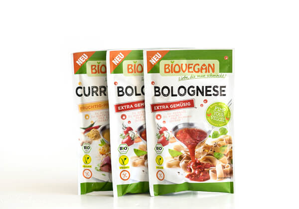 BIOVEGAN - Bolognese Sauce und BIOVEGAN - Curry Sauce