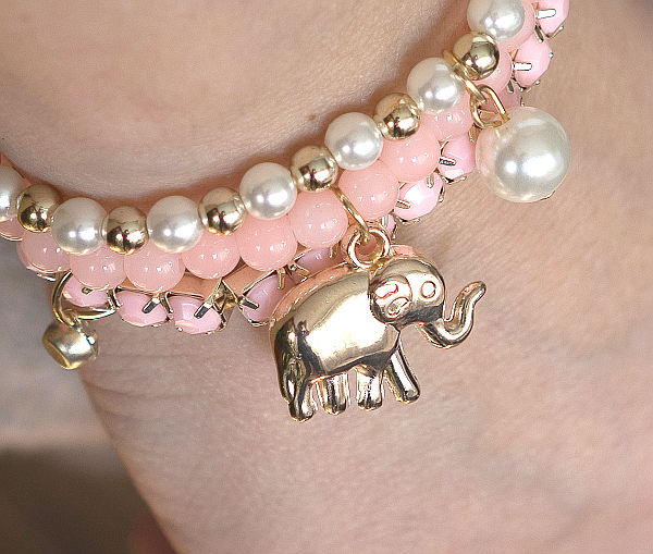 Schicker Modeschmuck von Square44 - 3'er Armbandset Elefant Rosa