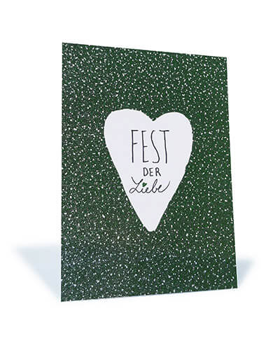 Stay Inspired! - Glitzer-Postkarte "Fest der Liebe"