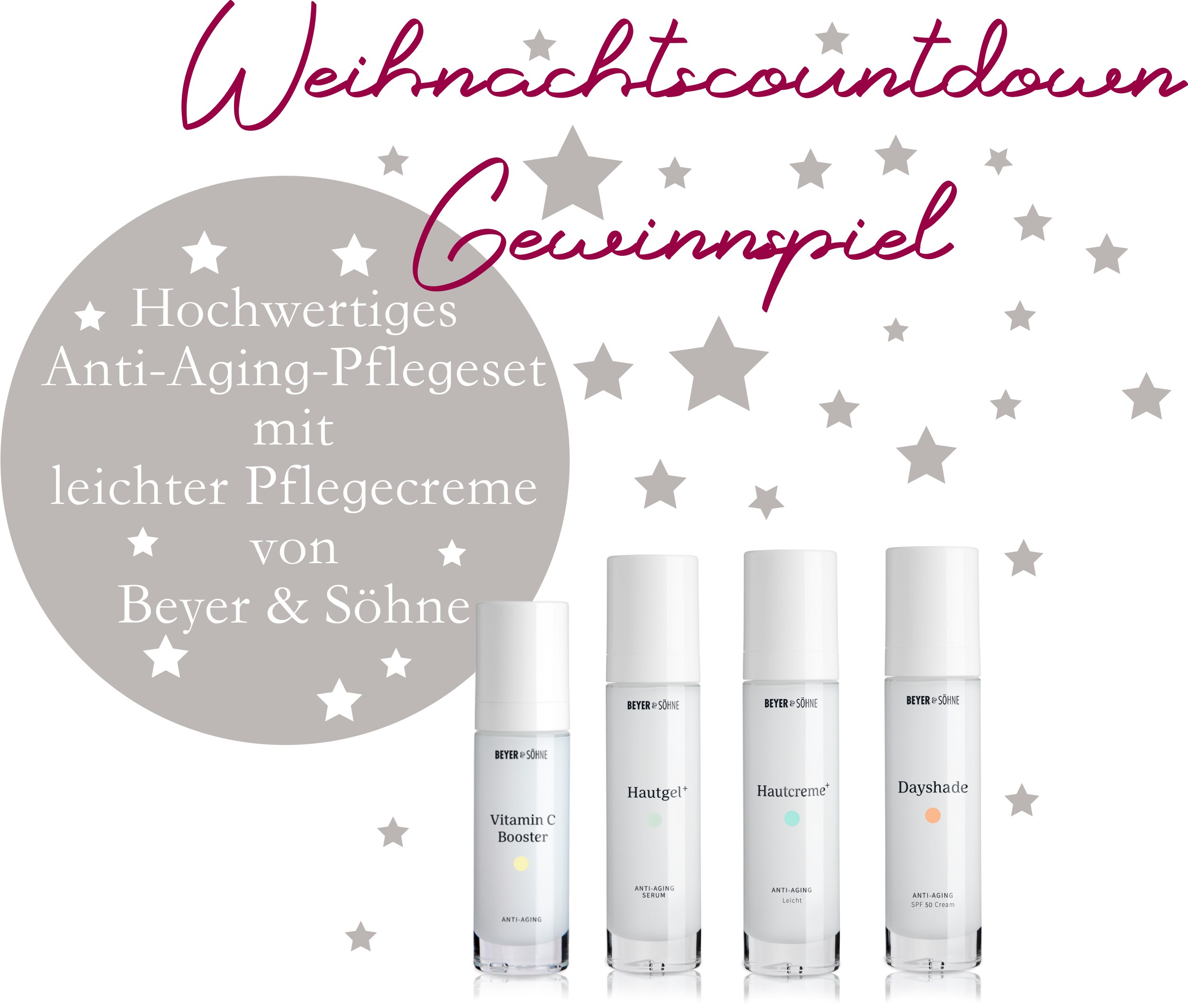 Weihnachtscountdown Gewinnspiel bei Testbar - Hochwertiges Anti-Aging-Pflegeset mit leichter Pflegecreme von Beyer & Söhne zu gewinnen