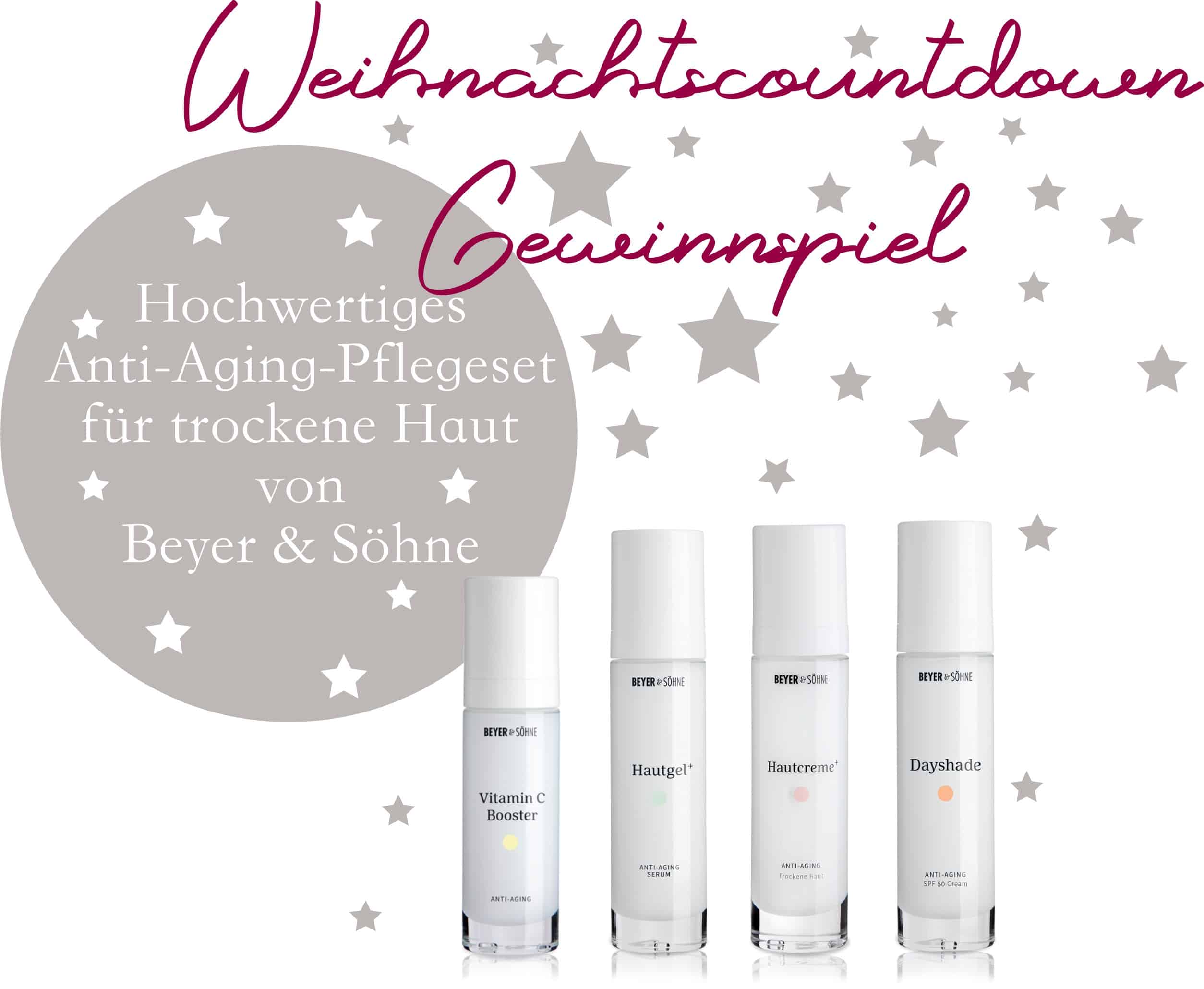 Weihnachtscountdown Gewinnspiel bei Testbar - Hochwertiges Anti-Aging-Pflegeset für trockene Haut von Beyer & Söhne zu gewinnen